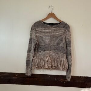 Rachel Comey Fringe Hem Gray Sweater size small